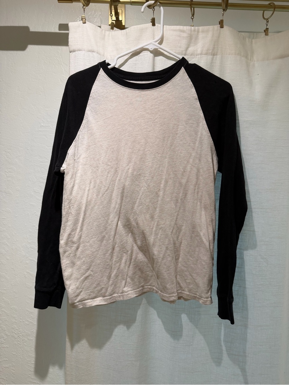 J Crew Black/Beige Baseball T Longsleeve (Men’s Small)